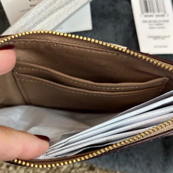 Coach Cream and Tan corner leather monogram Wristlet nwt! - Picture 5 of 5